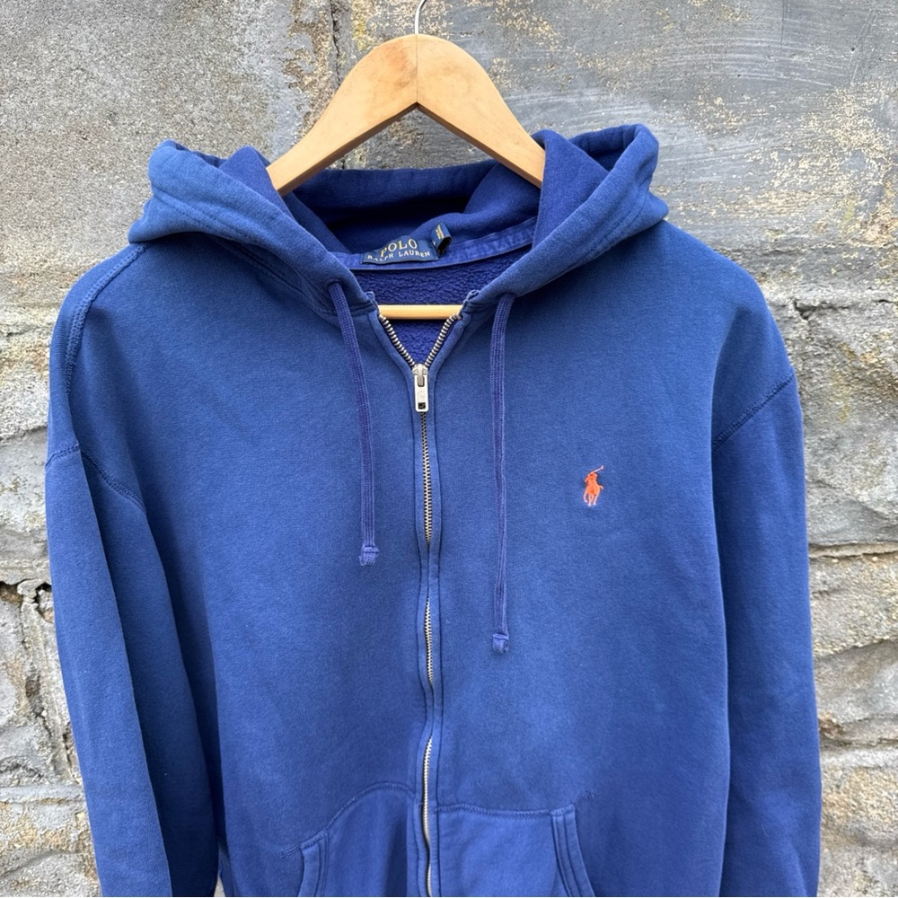 POLO RALPH LAUREN ZIP HOODIE BLUE SWEATSHIRT SIZE XL